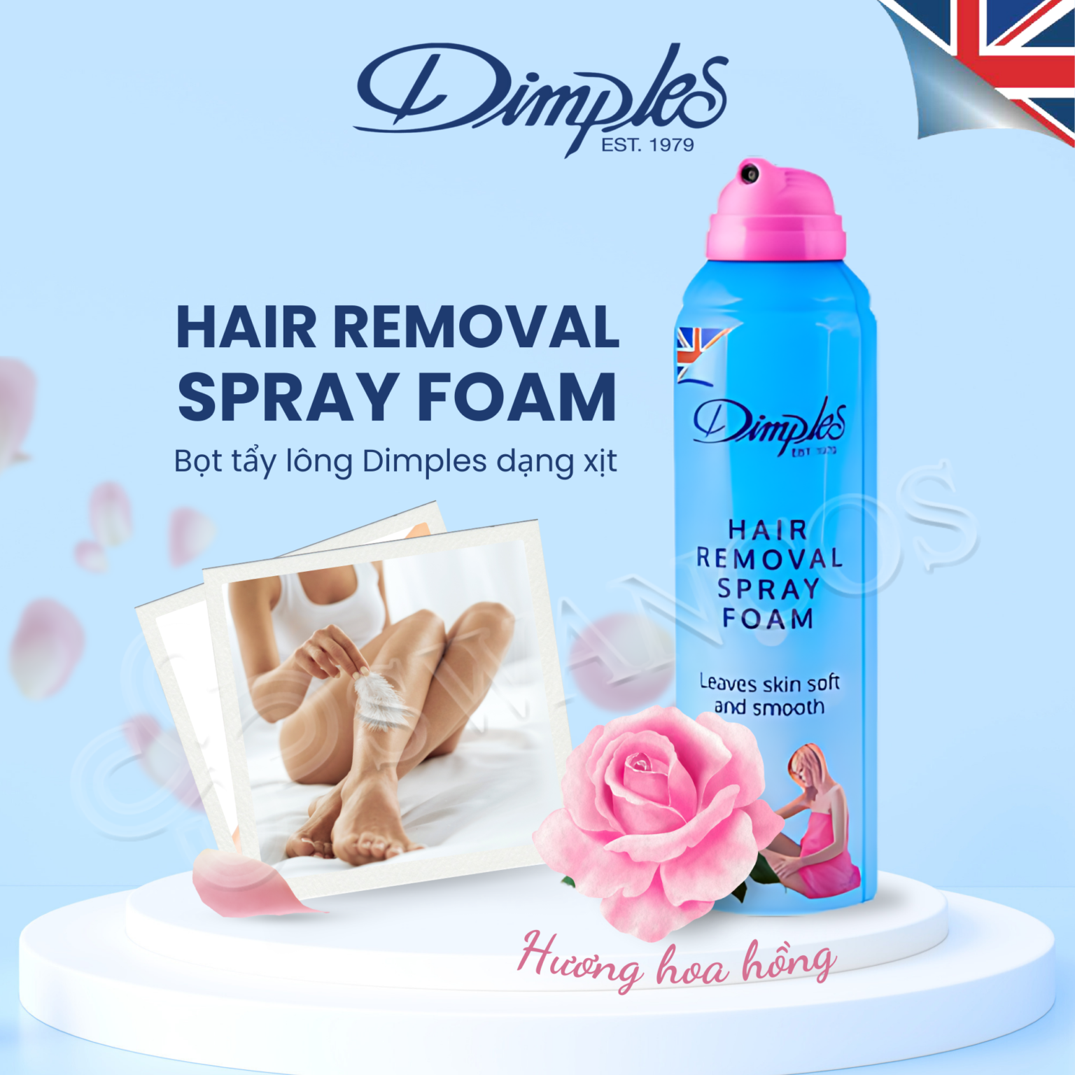 Bọt tẩy lông Dimples-Rose